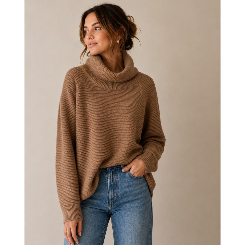 KÜHL Solace Ribbed Cowl Neck Sweater XL NWT Latte Beige Cozy Knit - Picture 2 of 7